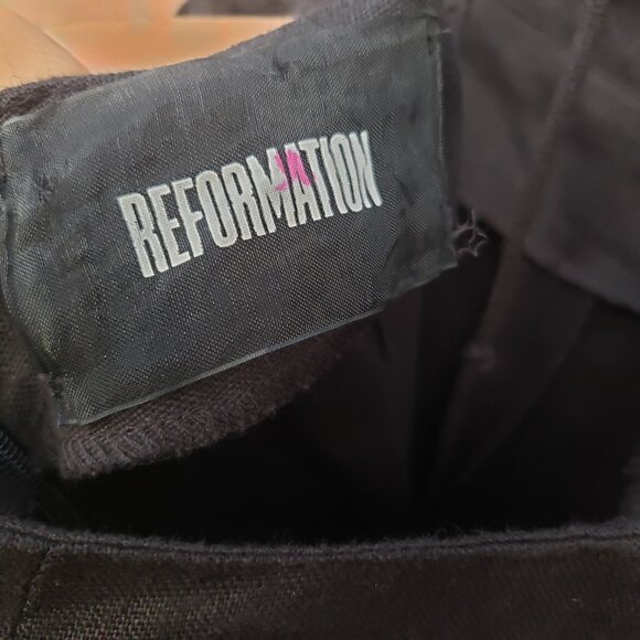 Reformation Rufus Jumpsuit 0 Black Backless Back Tie Straps Pockets Crop Leg - Picture 7 of 8